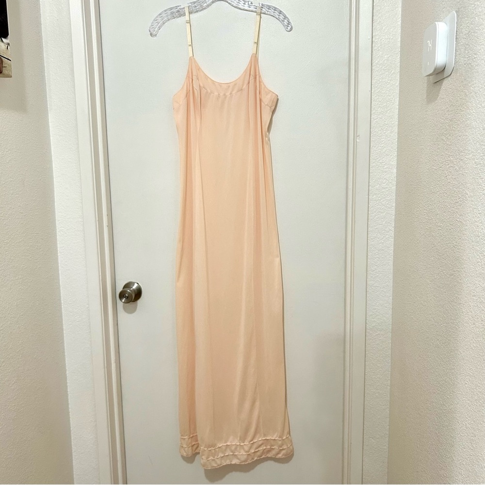 Vintage American Maid Slip Dress Lace Hem Nylon Women's Lingerie Nightgown Sz 36